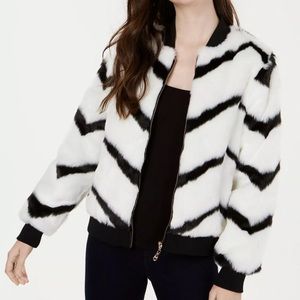 Say What? Juniors Chevron Printed Faux Fur Jacket